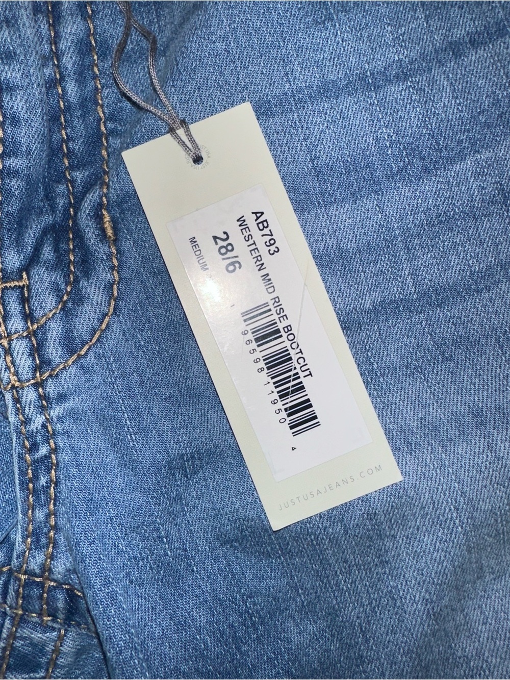Just USA Light Blue Western Mid Rise Bootcut Jeans - NWT 28/6 - Picture 5 of 5